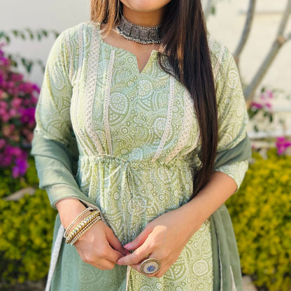 Sea Green Tie-Up Suit Set