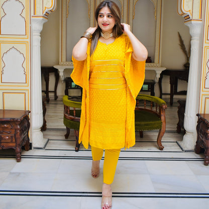 Diya Yellow Kaftan Kurta Set