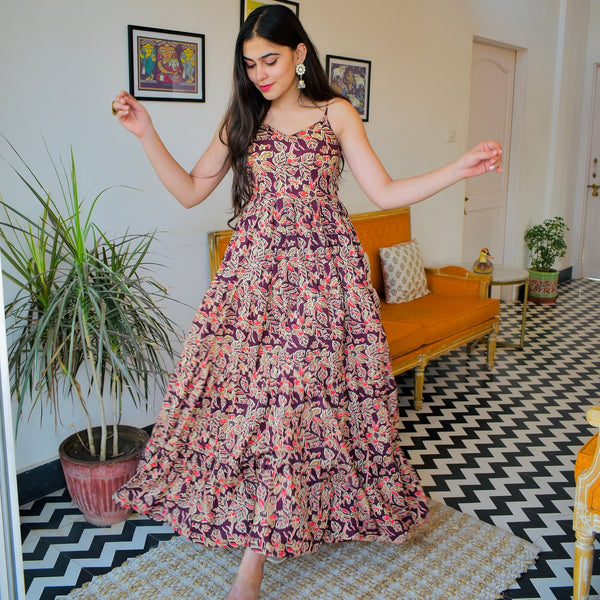Wine Tier Maxi Dress
