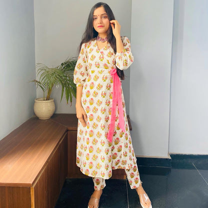 Ivory Block Angrakha Suit Set