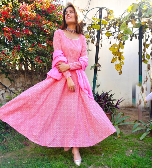Navya Pink Cotton Suit Set