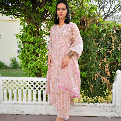Kian Pink Cotton Suit Set