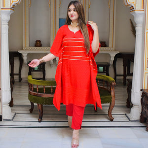 Diya Red Kaftan Kurta Set