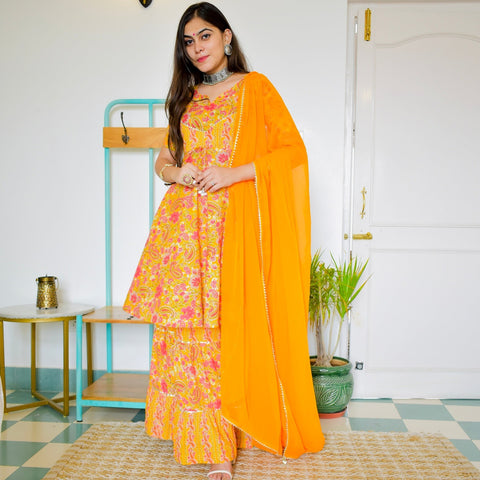 Mango Block Sharara Suit Set