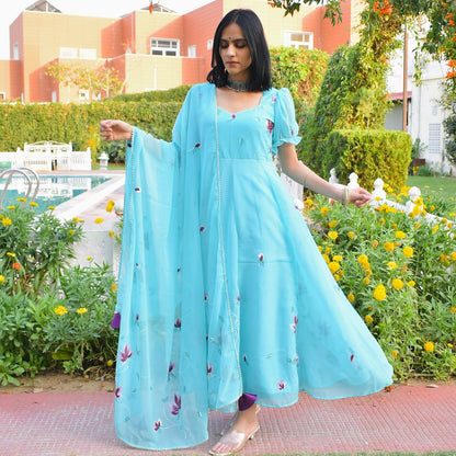 Soothing Sea Kali Handpainted Suit Set