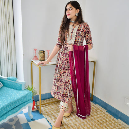 Raspberry Cotton Suit Set