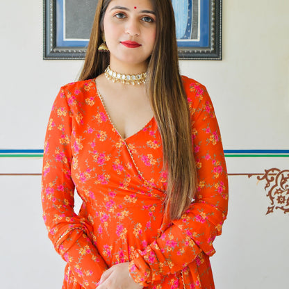 Kesariya Floral Suit Set