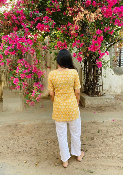 Yellow Handblock Top
