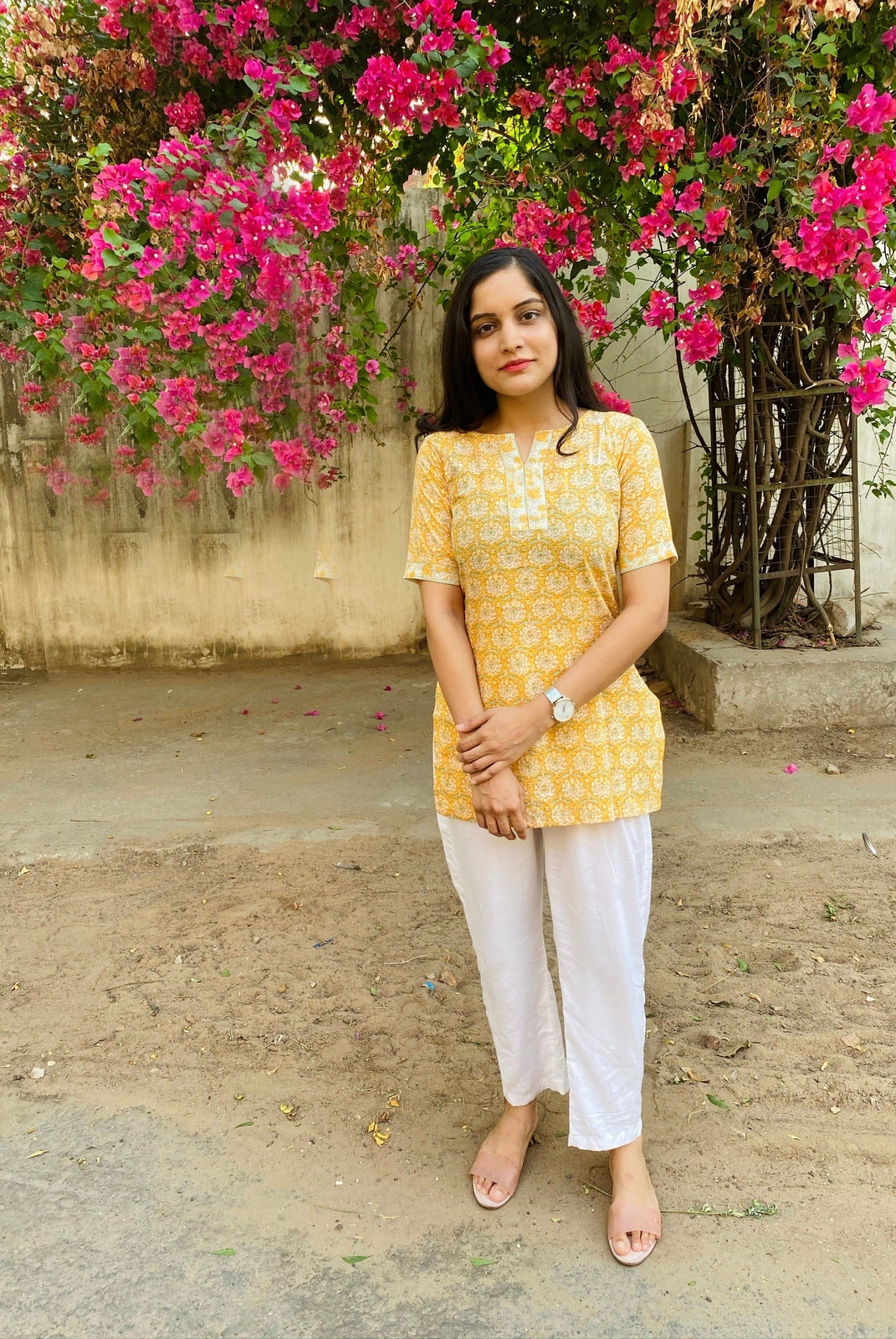 Yellow Handblock Top