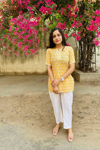 Yellow Handblock Top