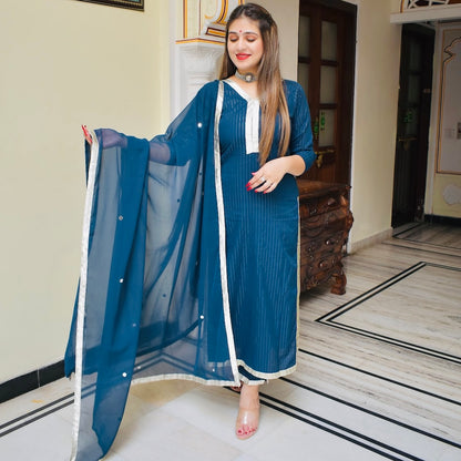 Turquoise Lurex Suit Set
