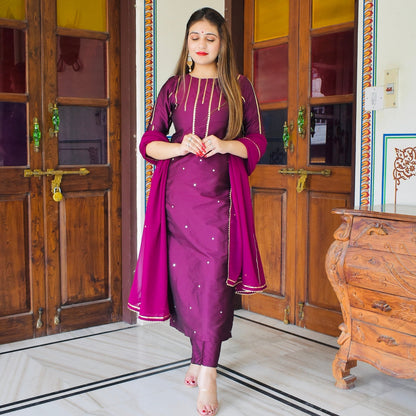 Wine Handwork Suit Set