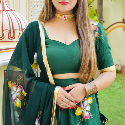 Emerald Handpainted Lehenga Set