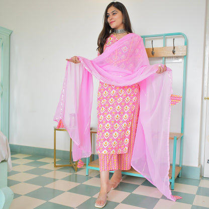 Sehaj Pink Cotton Suit Set