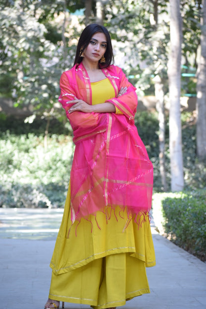 Lemon Chanderi Suit Set