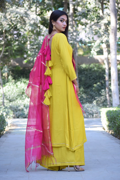 Lemon Chanderi Suit Set
