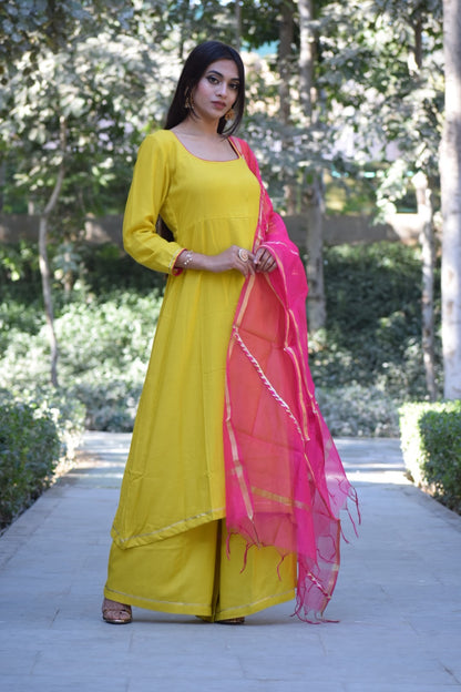 Lemon Chanderi Suit Set