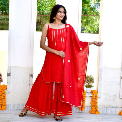 Fairytale Red Sharara Suit Set