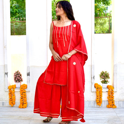 Fairytale Red Sharara Suit Set
