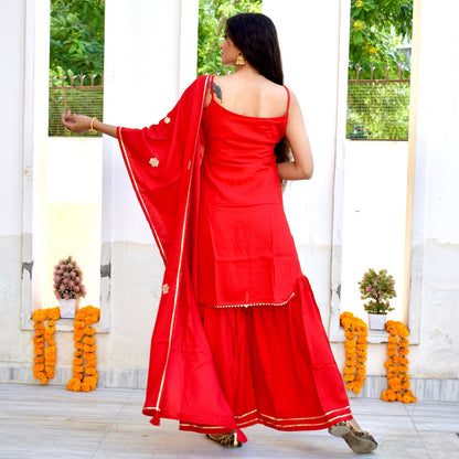 Fairytale Red Sharara Suit Set