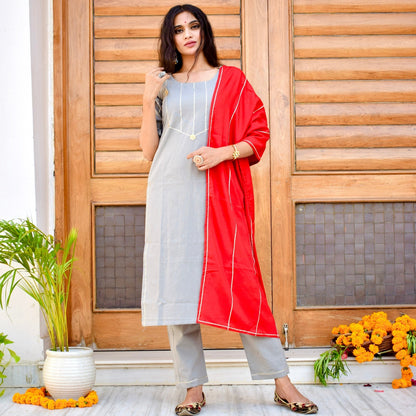 Embellished Grey Suit Set