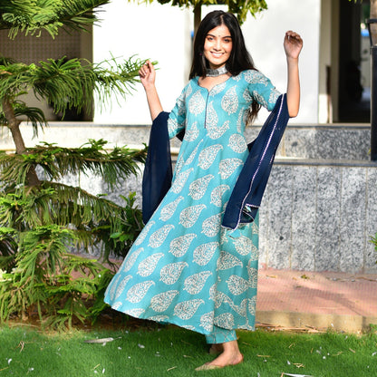Ice Blue Paisley Suit Set
