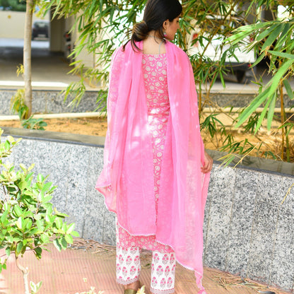 Pink Handblock Suit Set