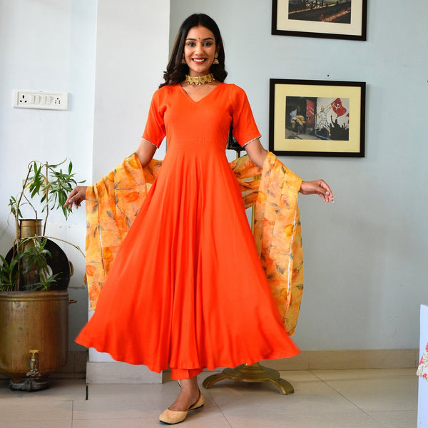 Orange Handpainted Suit Set