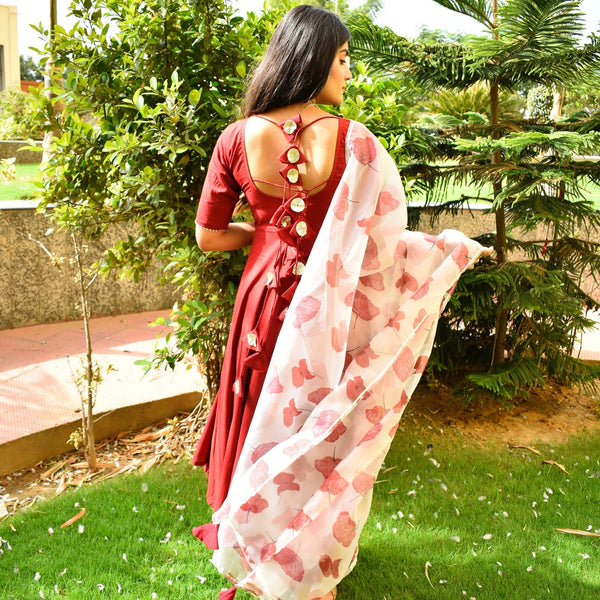 Maroon Handpainted Suit Set