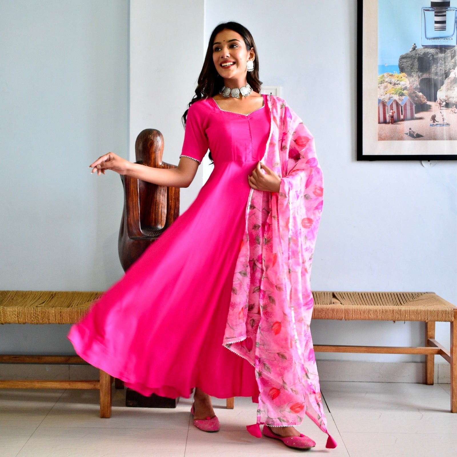 Pink Handpainted Suit Set