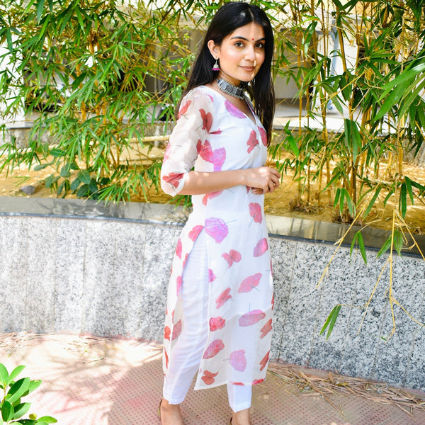 White Handpainted Kurta Set