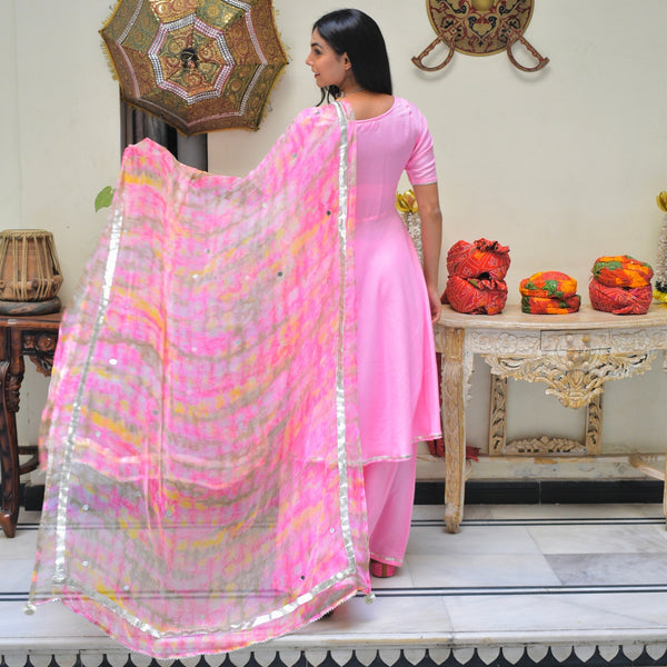 Baby Pink Shibori Sharara Suit Set