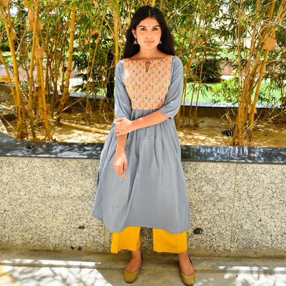 Powder Blue Yoke Kurta Set