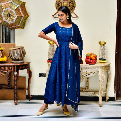 Blue Chikankari Suit Set