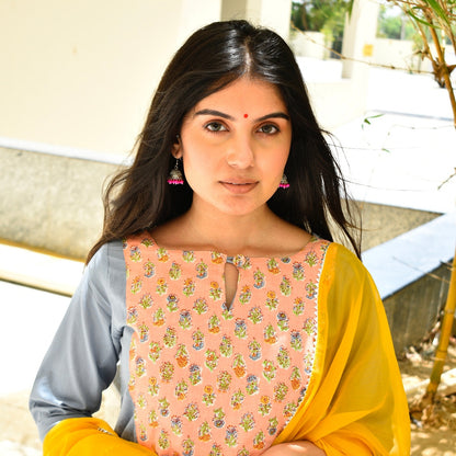 Powder Blue Yoke Kurta Set