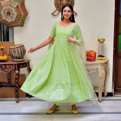 Green Chikankari Suit set