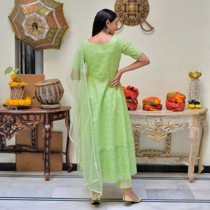 Green Chikankari Suit set