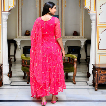 Pink Zari Suit Set