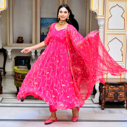 Pink Zari Suit Set