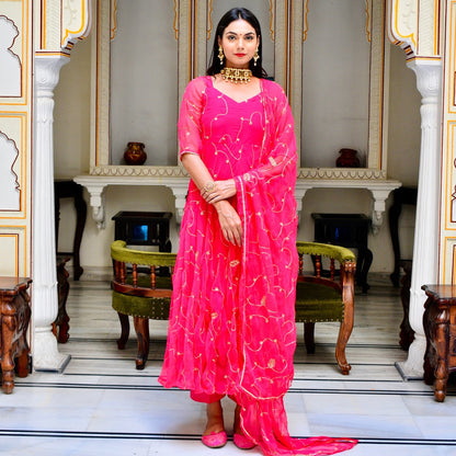 Pink Zari Suit Set