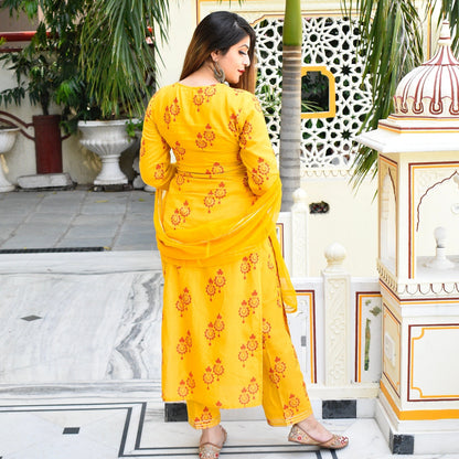 Yellow Muslin Suit Set