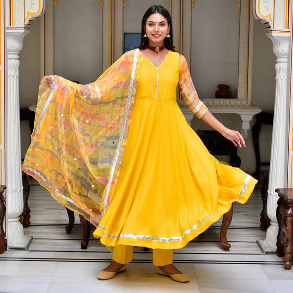 Yellow Shibori Suit Set