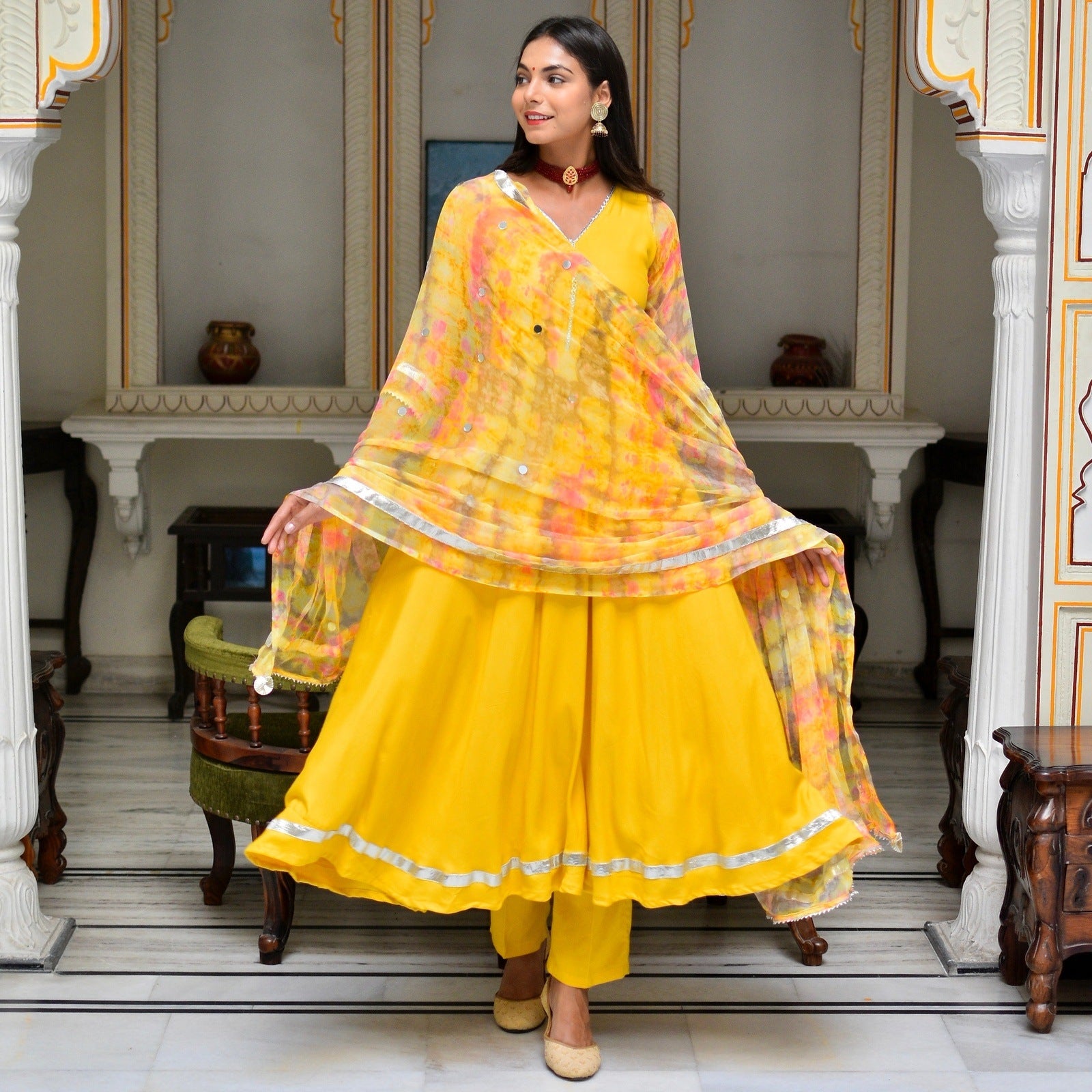 Yellow Shibori Suit Set