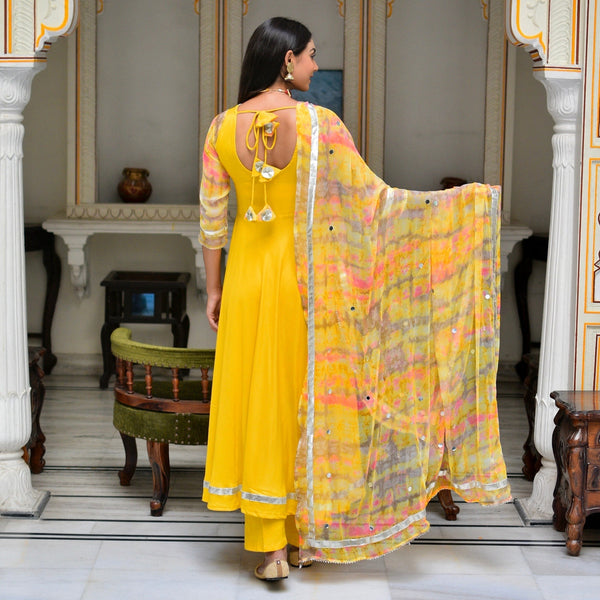 Yellow Shibori Suit Set