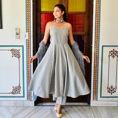 Grey Bhandej Mirror Suit Set