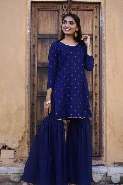 Blue Festive Sharara Kurta Set