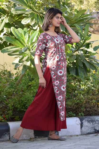 Maroon Garden Kurta Set