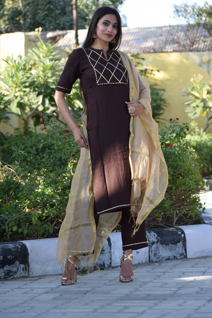 Coffee Yoke Design Suit Set