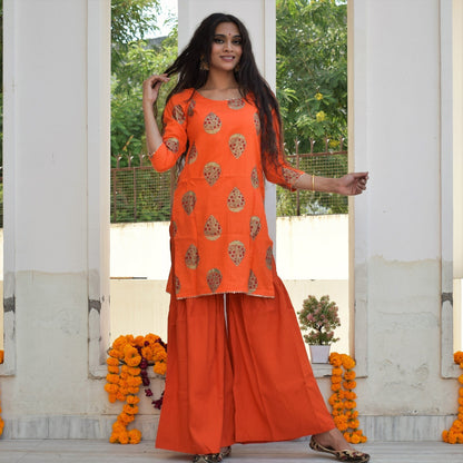 Orange Festive Kurta Set