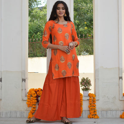 Orange Festive Kurta Set